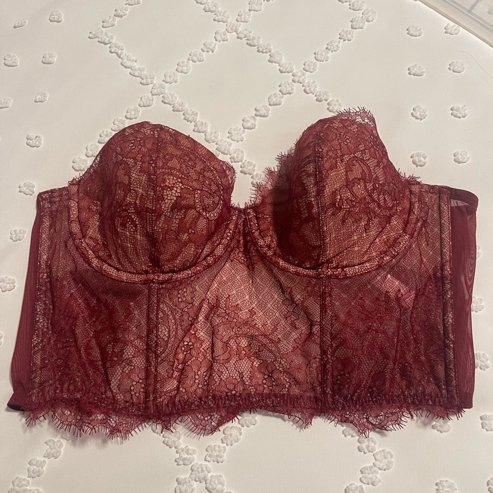 Victoria’s Secret Dream Angels Red and Nude lace strapless bustier